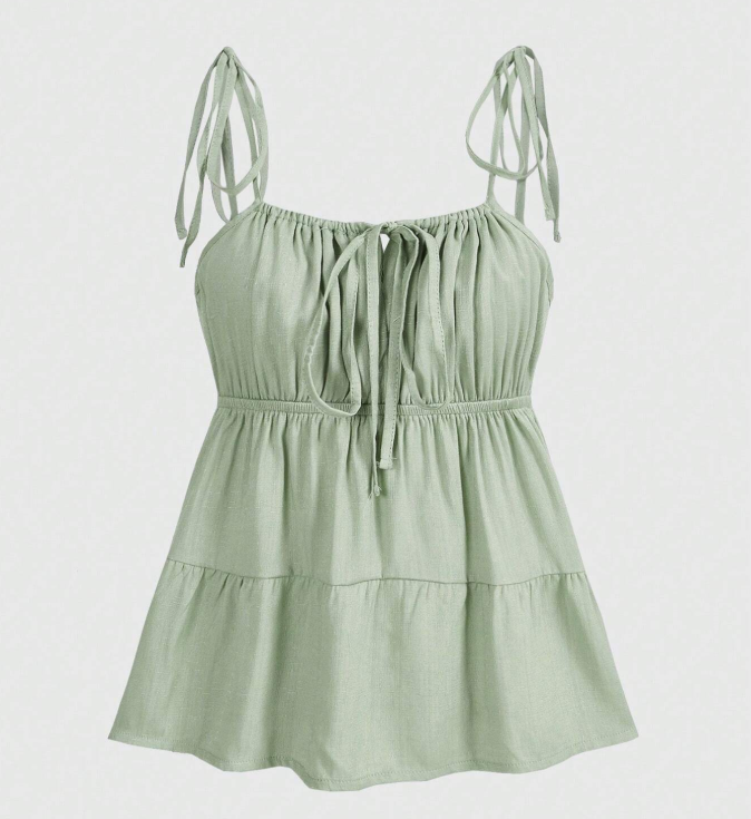 15% OFF Fairycore Solid Tie Front Cami Top