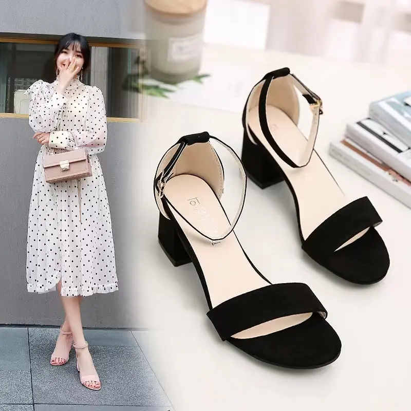 70% OFF 2023 NEW 2 INCH KOREAN NEW SANDALS CHUNKY HEELS FOR WOMEN WITH STRAP(NO BOX) 911#