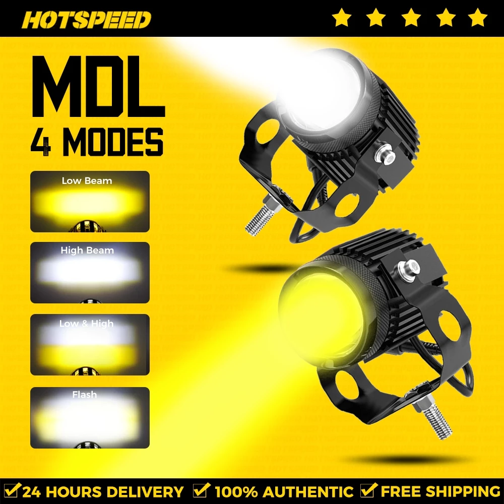 55% OFF HOTSPEED Mini Driving Light Motorcycle 4 Modes Universal High Quality Waterproof Led Headlight