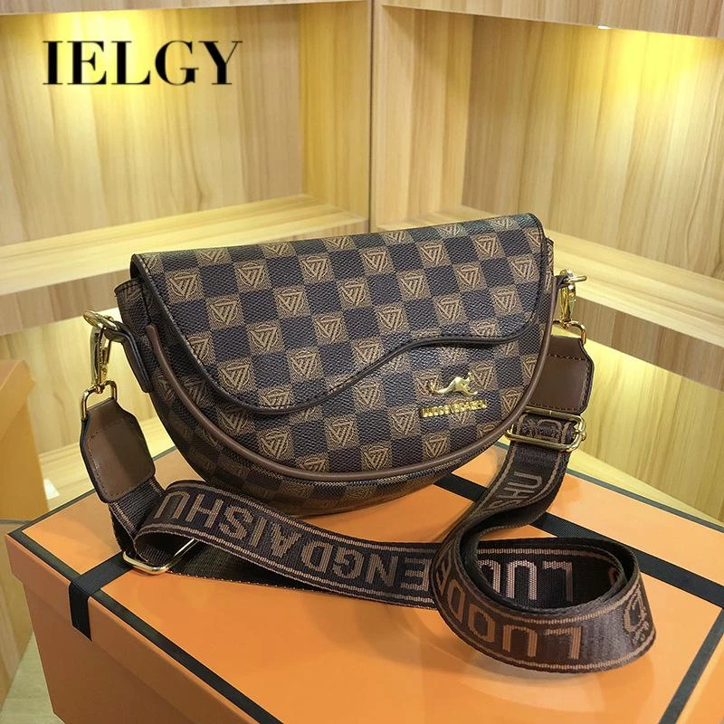 25% OFF IELGY saddle bag women's versatile personality fashion retro printed shoulder messenger bag