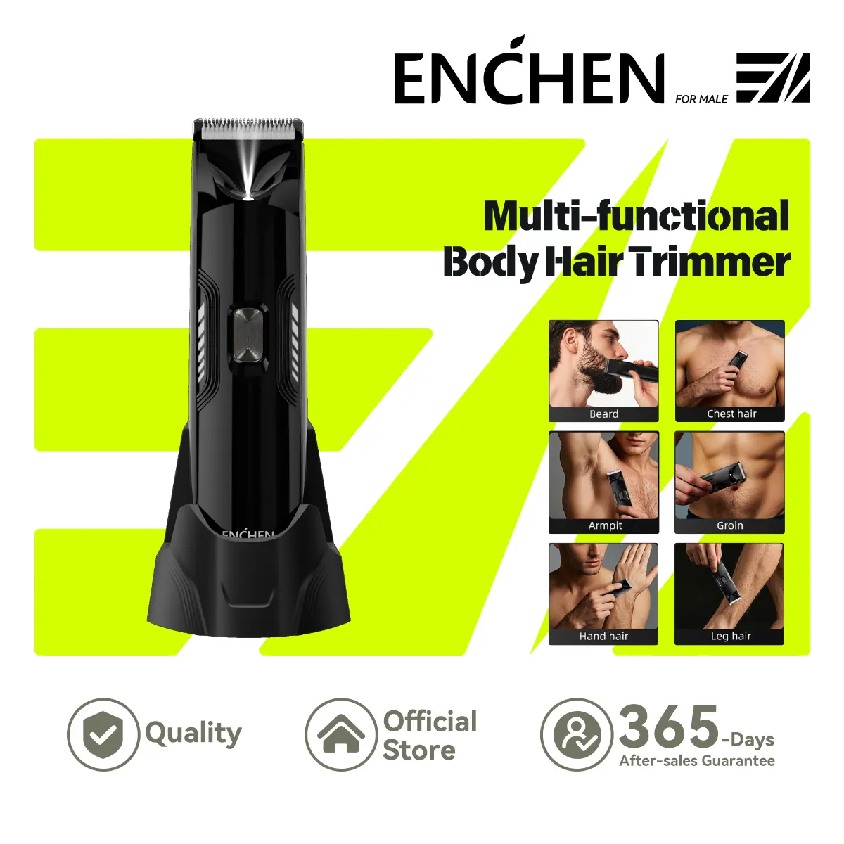 50% OFF Enchen Spark 3 Electric Body Hair Trimmer - Waterproof, 7500 RPM Motor, LED Light, 4 Adjustable Combs