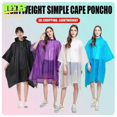 50% OFF Outdoor travel amusement park raincoat cloak adult hooded raincoat bicycle raincoat unisex 130*130cm