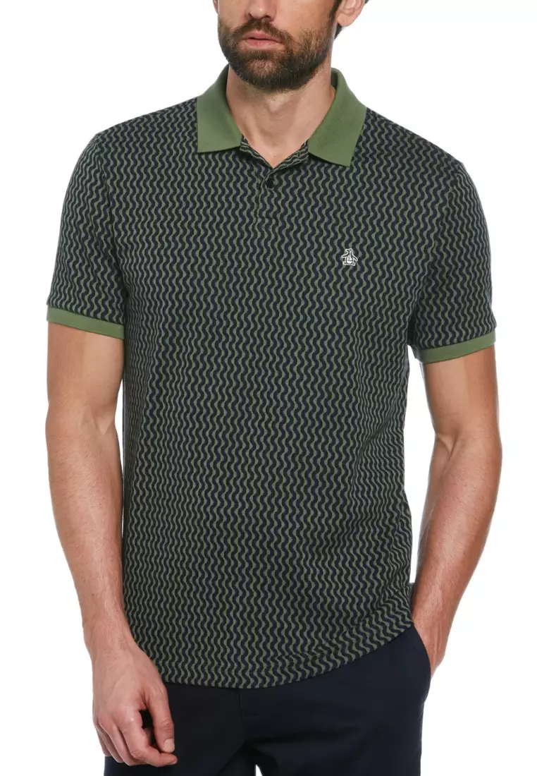 10% OFF Mini Geo Print Short Sleeve Polo Shirt