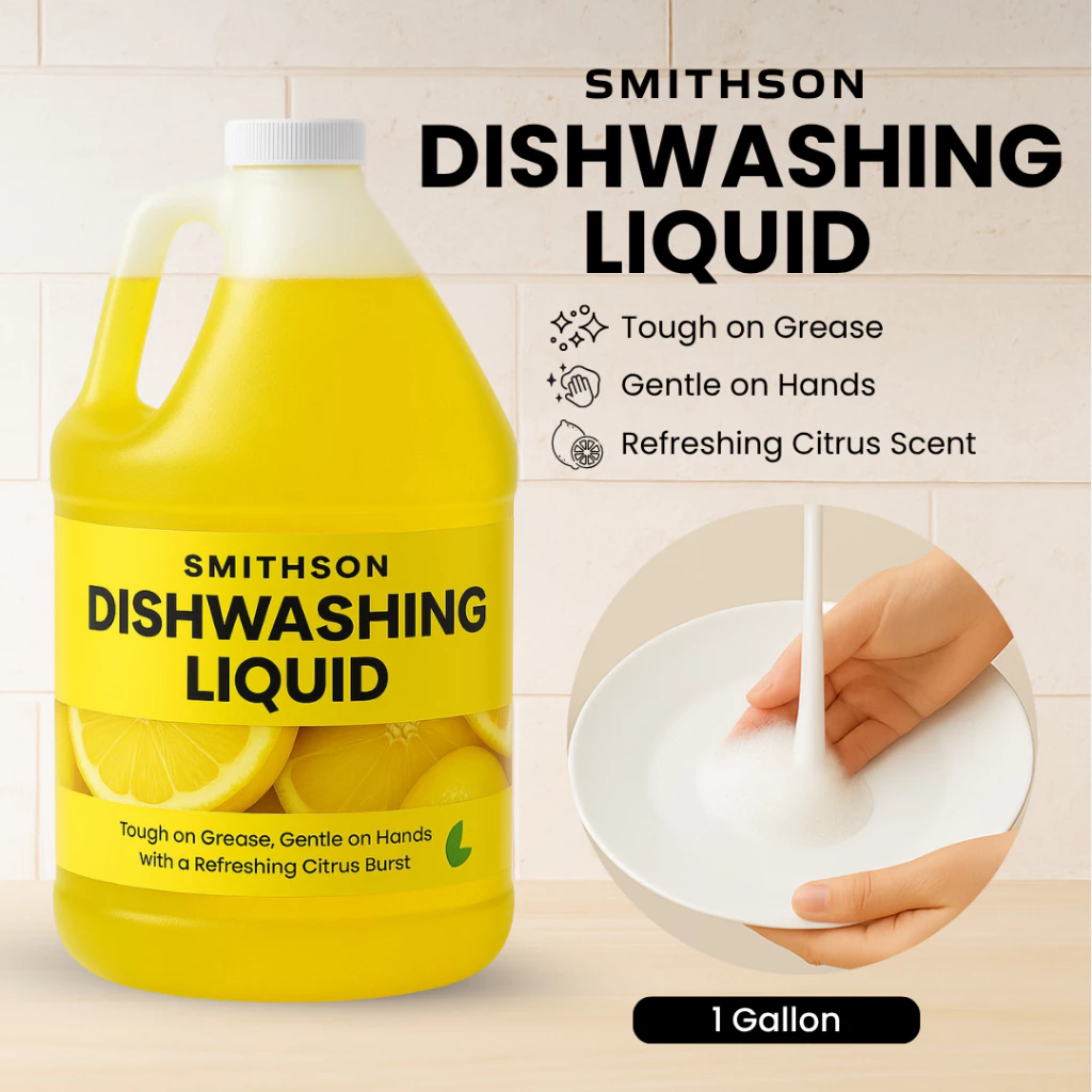 35% OFF Smithson Dishwashing Liquid 1 Gallon – Lemon Scent with Grease-Cutting Formula and Gentle on Hands