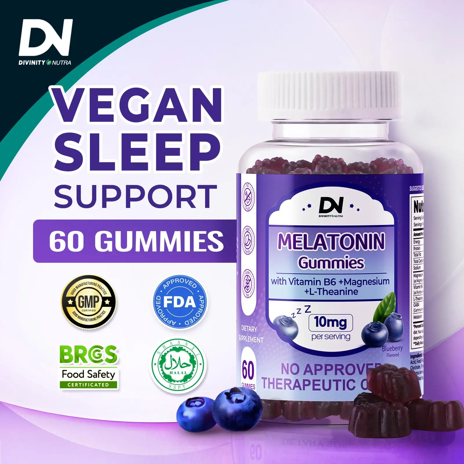 58% OFF DN 60PCS Melatonin Gummies with Vitamin B6 for Sleep Support, Sleep Aid, Helps Relax, Fall Asleep Faster, Blueberry Flavor, Healthcare Edible Dietary Supplement Fitness