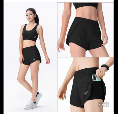 40% OFF G311# Lady's Workout Sports High Waist shorts with cycling pocket with zipper Running/yoga/GYM
