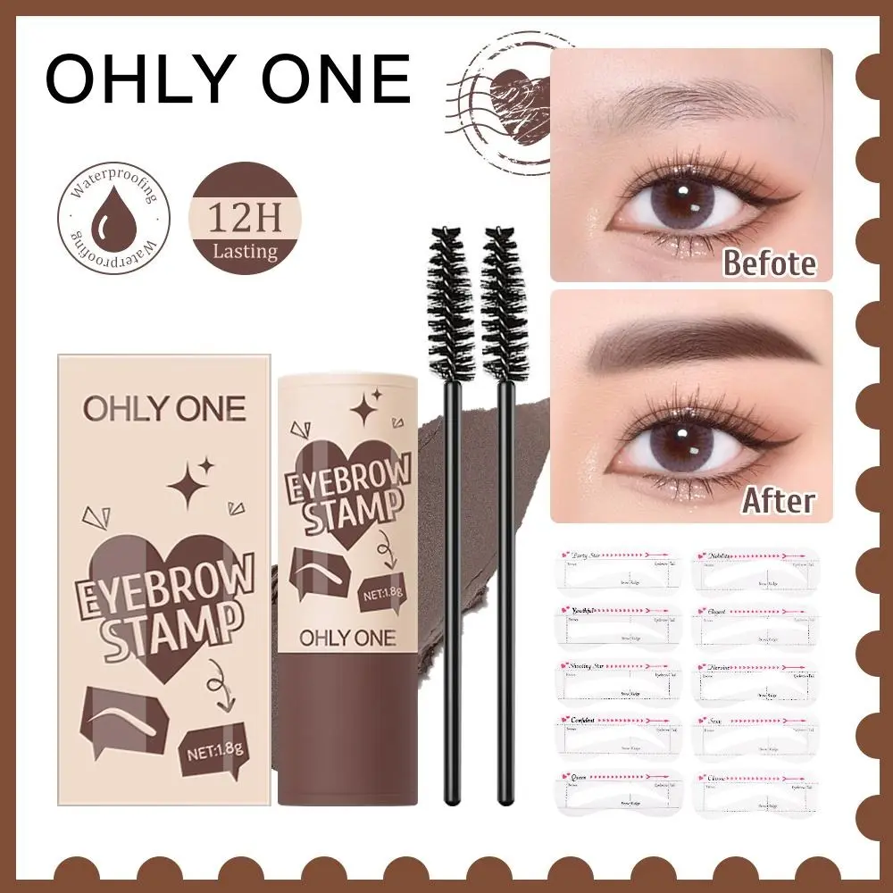 31% OFF OHLY ONE Eyebrow Stamp Shaping Kit with Brow Powder Stamp Makeup, 10 Reusable Eyebrow Stencils, and Eyebrow Razor - Cosmetic White - #2 Natural Brown