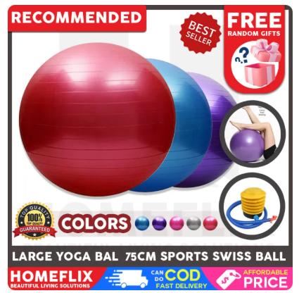 17% OFF Homeflix Large Yoga Ball 75cm Sport Swiss Ball Rhythmic Gymnastics Ball Withstand Voltage Environmental Protection Balance Ball, Sports & Outdoors, Exercise & Fitness Equipment, Fitness Accessories, Exercise Balls
