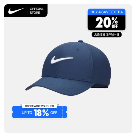 12% OFF Nike Dri-FIT Club Structured Swoosh Cap - Midnight Navy [FB5625-410]