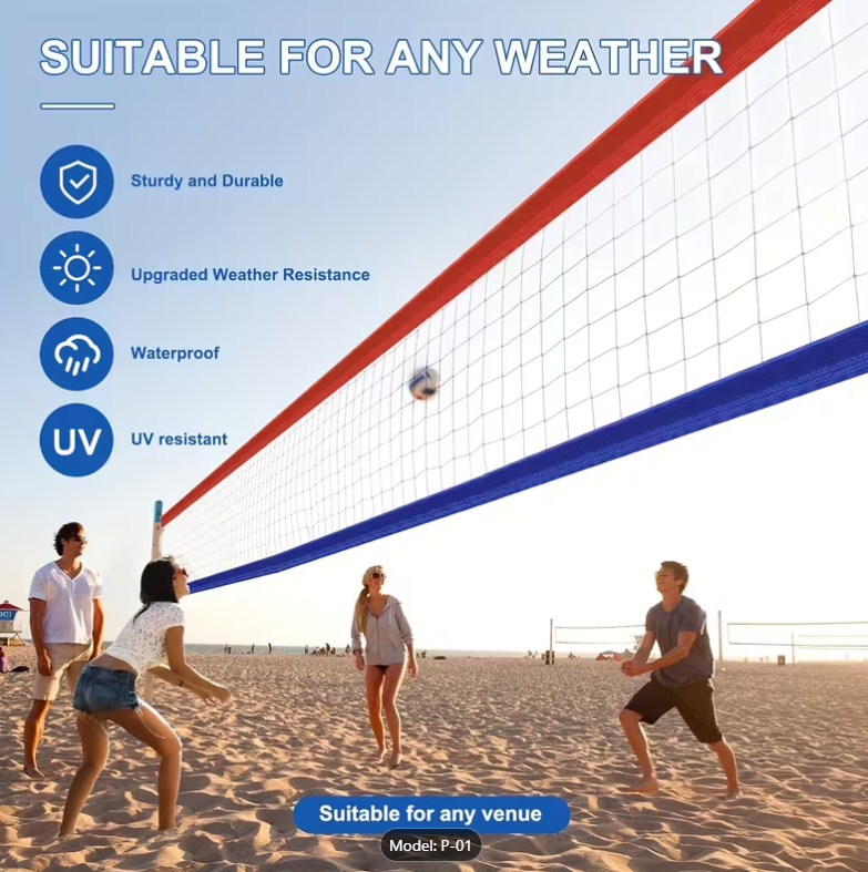 27% OFF Heavy-Duty Professional Volleyball Net | Competition Grade with 2 Airplane Cable Lanes, Four-Post Stitched Edges, PE Material, Ideal for Outdoor Tournaments, Volleyball Training Equipment|Professional Tournament Gear|Durable Net Design