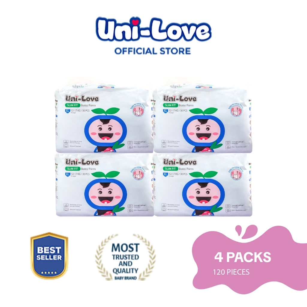 31% OFF UniLove Slim Fit Baby Pants 30's (X-Large) Pack of 4 - Hypoallergenic | Ultrasoft