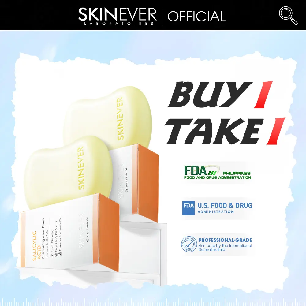 54% OFF 【Daily】| Buy 1 Take 1 | SKINEVER Salicylic Acid Refreshing Acne Soap | Deeply Cleansing | Face & Body Oil Control | Gentle For Acne-prone Skin 80G