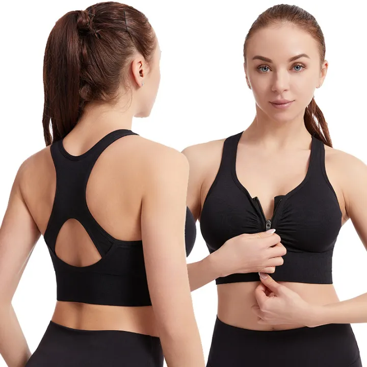 50% OFF Dresslily Sports Bra for Women Plus Size Sports Vest Shockproof Push Up Adjustable Zipper Breathable Comfort Underwear