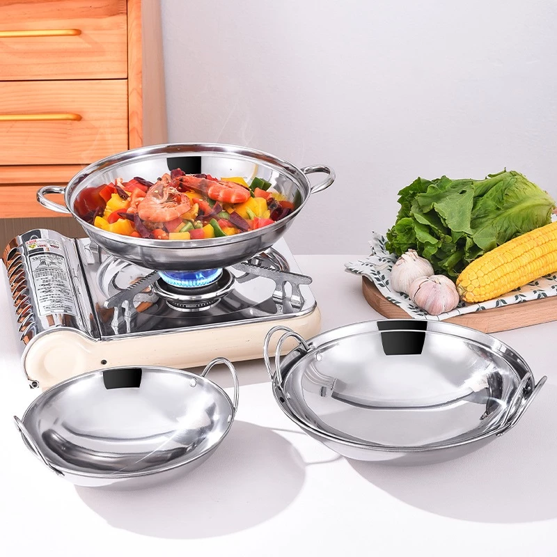 38% OFF 23cm/25cm/27cm Thickened Stainless Steel Wok For Gas Stovetop And Induction Cooker