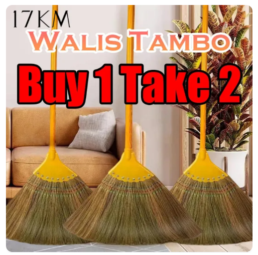 32% OFF 17KM Buy 1 Take 2 Durable Walis Tambo Broom Natural Material Sturdy Handmade Detachable Sweeper