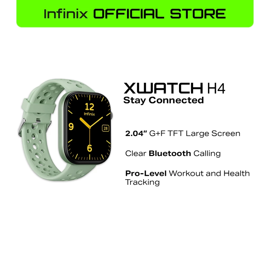 23% OFF Infinix XWatch H4 | 2.04" G+F TFT Large Screen | Clear Bluetooth Calling | Pro-Level Health Tracking