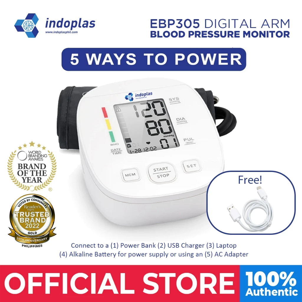 72% OFF Indoplas EBP305 USB-C Powered Automatic Blood Pressure Monitor