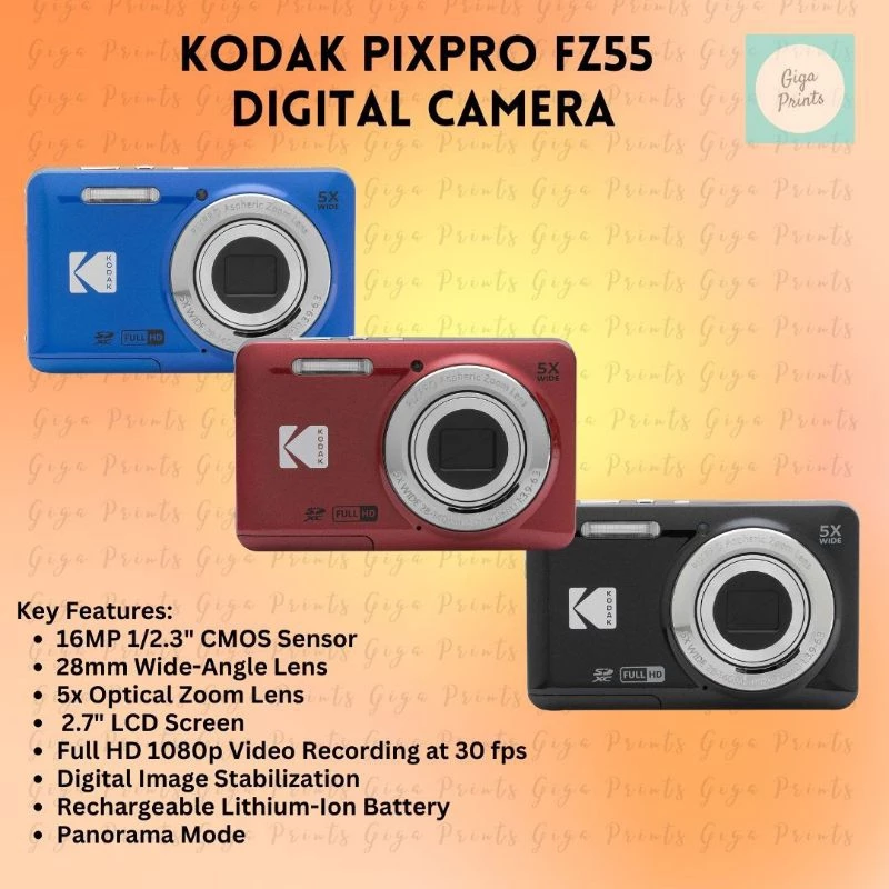 21% OFF Kodak Pixpro FZ55 16MP CMOS Sensor Digital Camera 5X Optical Zoom 28mm Wide Angle 1080P LCD Camera