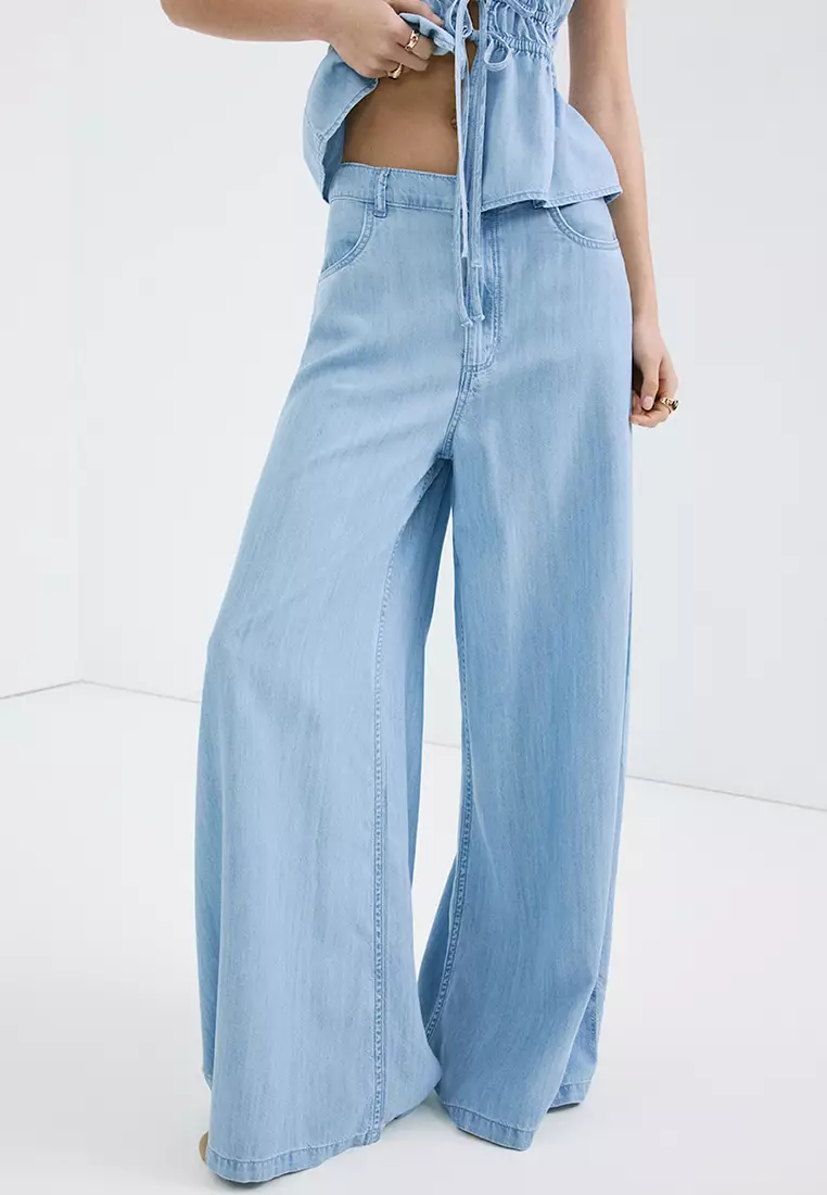 72% OFF Mid-Rise Palazzo Jeans