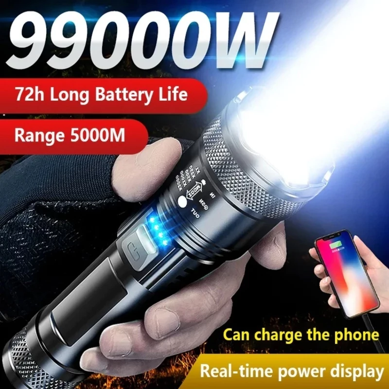 40% OFF Flashlight Rechargeable Waterproof Smart Digital Display LED flashlight Heavy Duty Zoomable
