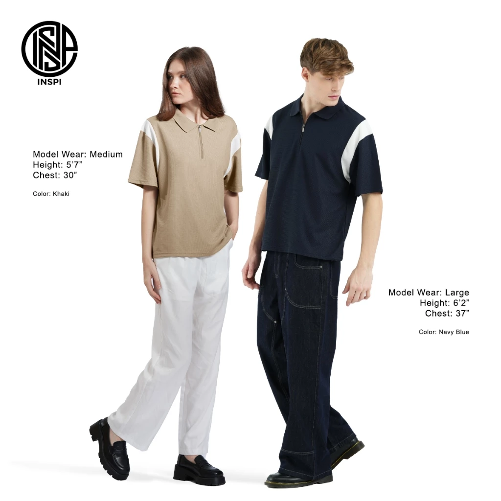 54% OFF INSPI Premium Waffle Zip Up Polo Shirt For Men and Women Half Zipper Casual Korean Style Collection