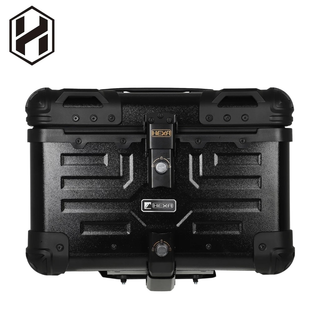 28% OFF HNJ HEXA Armor 45L Motorcycle Top Box – Black | Secure Helmet Storage Box with Backrest