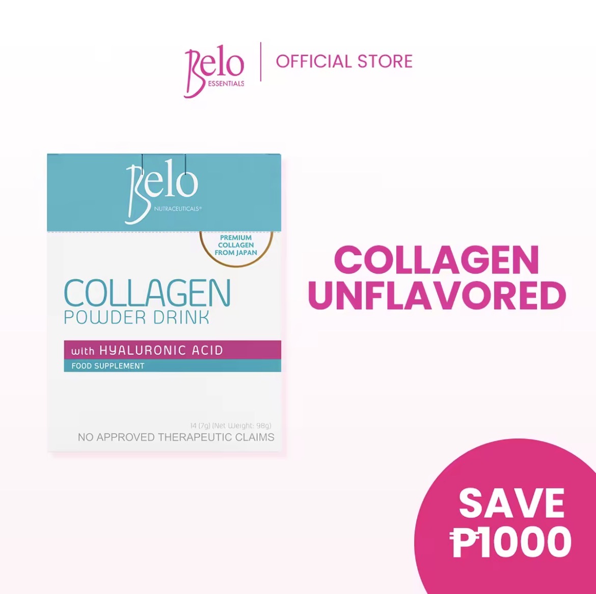 56%OFF Belo Nutraceuticals Collagen Powder Drink Unflavored, Box of 14 Sachets
