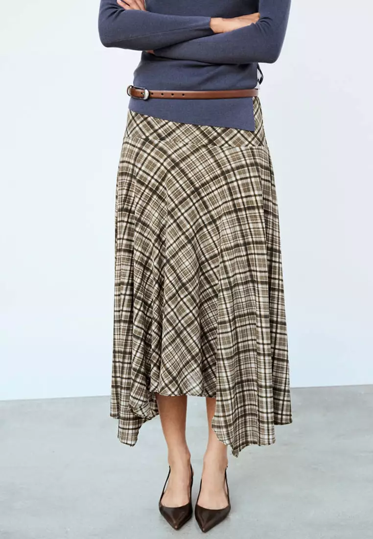 23% OFF Mango Checked Asymmetric Skirt