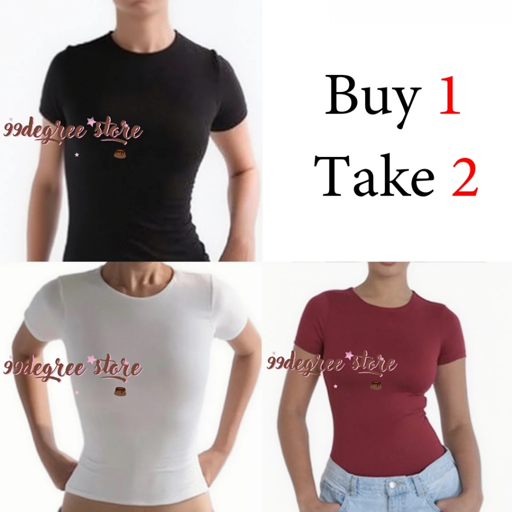 87% OFF Buy 1 Take 2-Buy 1 Take 1 Roundneck Top Double Lining Front & Back Premium Full Length Fitted top