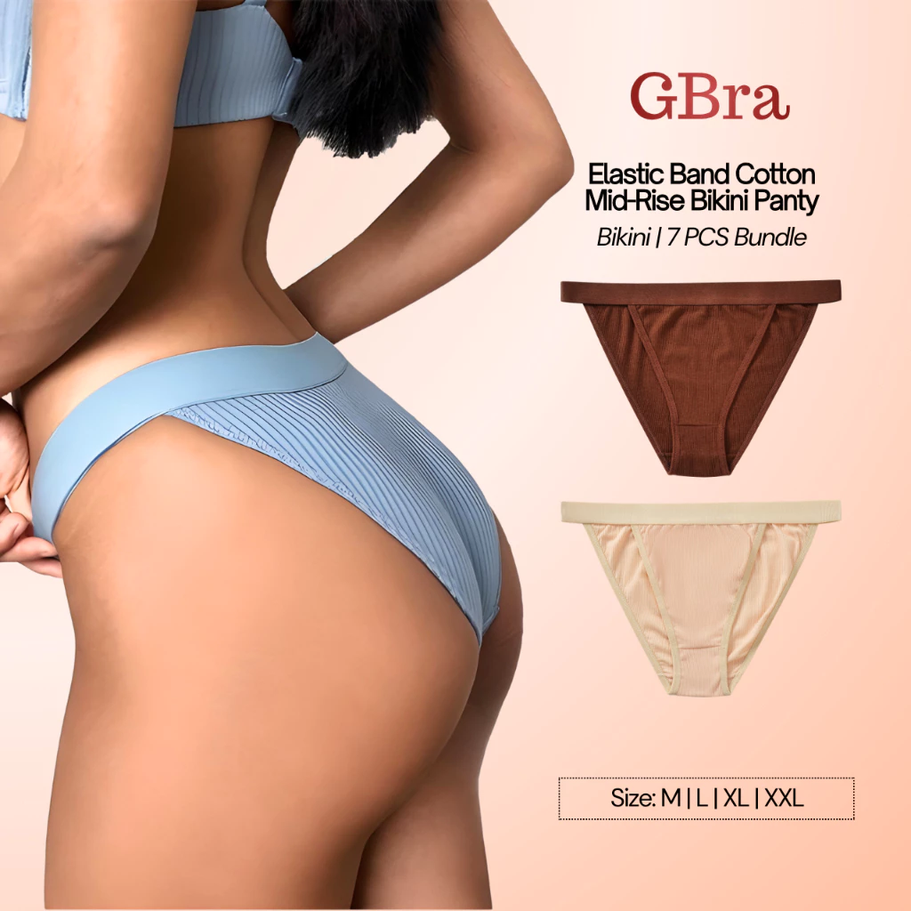 48% OFF BUY 6, TAKE 1┃GBra Elastic Band, Cotton, Mid-Rise, Bikini Panty