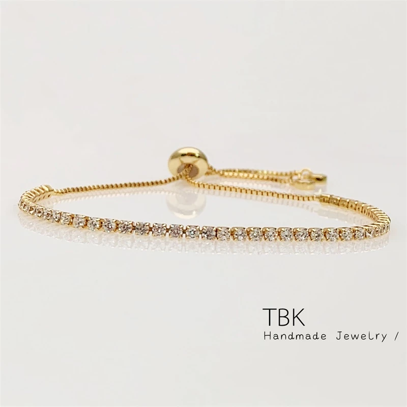 92% OFF TBK 18K Gold Tennis Bracelet for Women Accessories Adjustable Bracelet 1980b