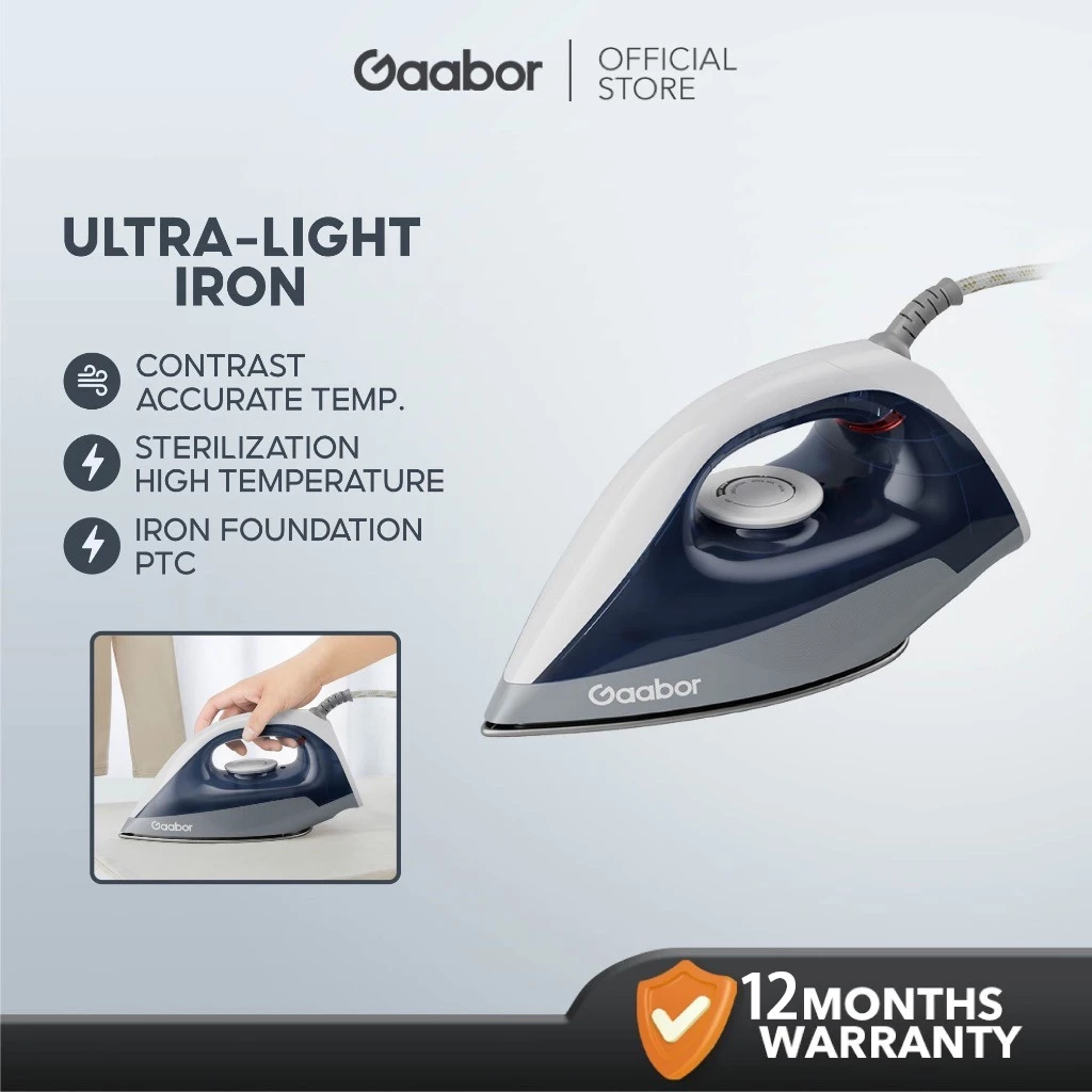 55% OFF Gaabor 1200W Electric Iron with Temperature Control Teflon Soleplate High Heat Kills Bacteria