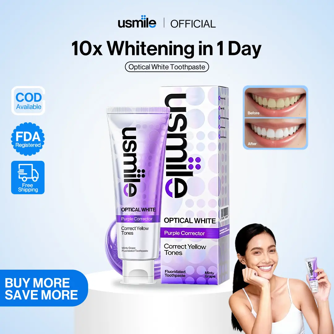 61% OFF usmile Optical White Toothpaste, Purple Toothpaste, Teeth Whitening Optic White, Color-Corrects Yellow Tones, Removes Stains & Bad Breath, Minty Grape, 100g/tube