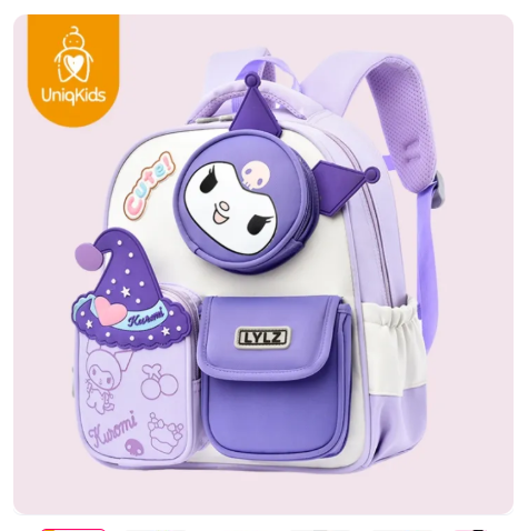 66% OFF Uniqkids Cute Kids Backpack Cartoon Character Kuromi Lightweight Pre school Bag for Kids Boys and Girls