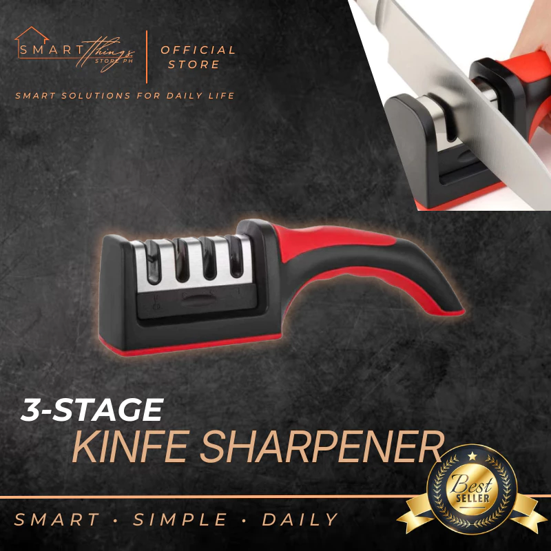 11% OFF 3-Stage Knife Sharpener – Manual Stainless Steel Sharpener for Kitchen Knives, Scissors & Tools