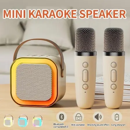 62% OFF K12 203 Mini Karaoke Wireless Audio Speaker Bluetooth Microphone Portable Home KTV Dual Microphone k12