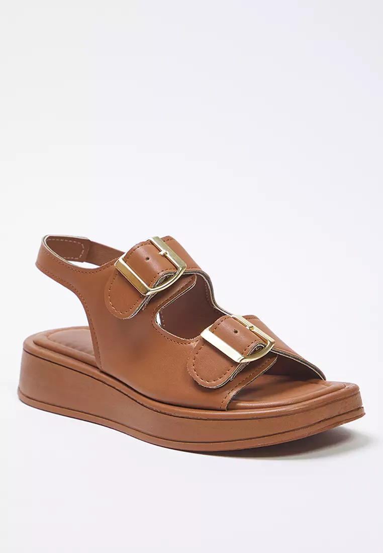 40% OFF Women's Thick Sole Sandals - Takaw25Sd00000 (Tan Double Buckle)