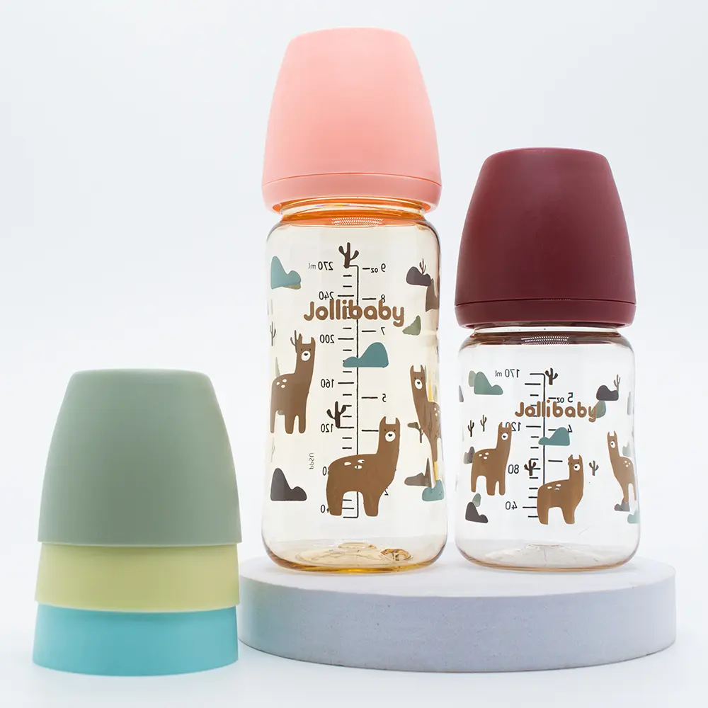 29% OFF 170 | 270mL Jollibaby Durable PPSU Wide Neck Feeding Bottle Silicone Nipple Pastel Colored Baby Milk Bottle