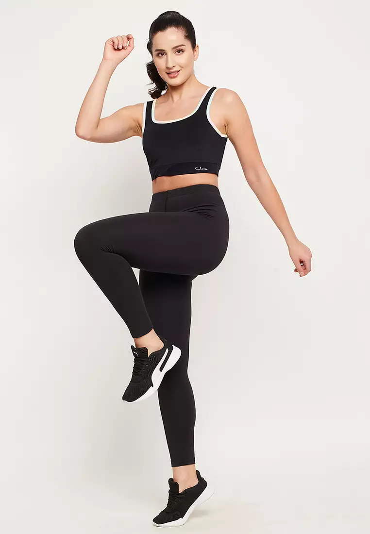 85% OFF Clovia Medium Impact Padded Sports Bra with Removable Cups in Black