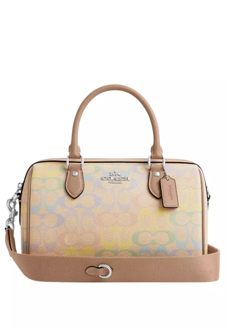 30% OFF Coach Rowan Satchel Bag In Rainbow Signature Canvas - Sand/Multi
