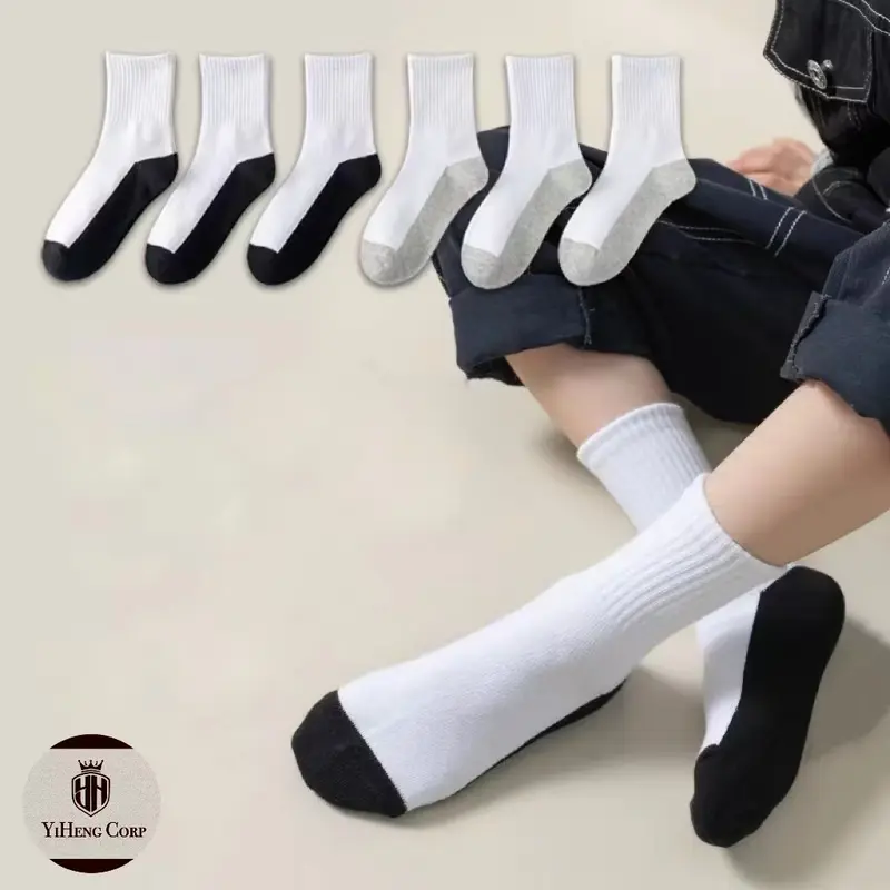 65% OFF YH 12PAIRS Unisex School Socks For Women Men Breathable cotton Ladies Casual Socks Black And White Student Basic Comfort Socks Menswear Womenswear Comfortable Elastic Fit Bottom Comfy Out fit