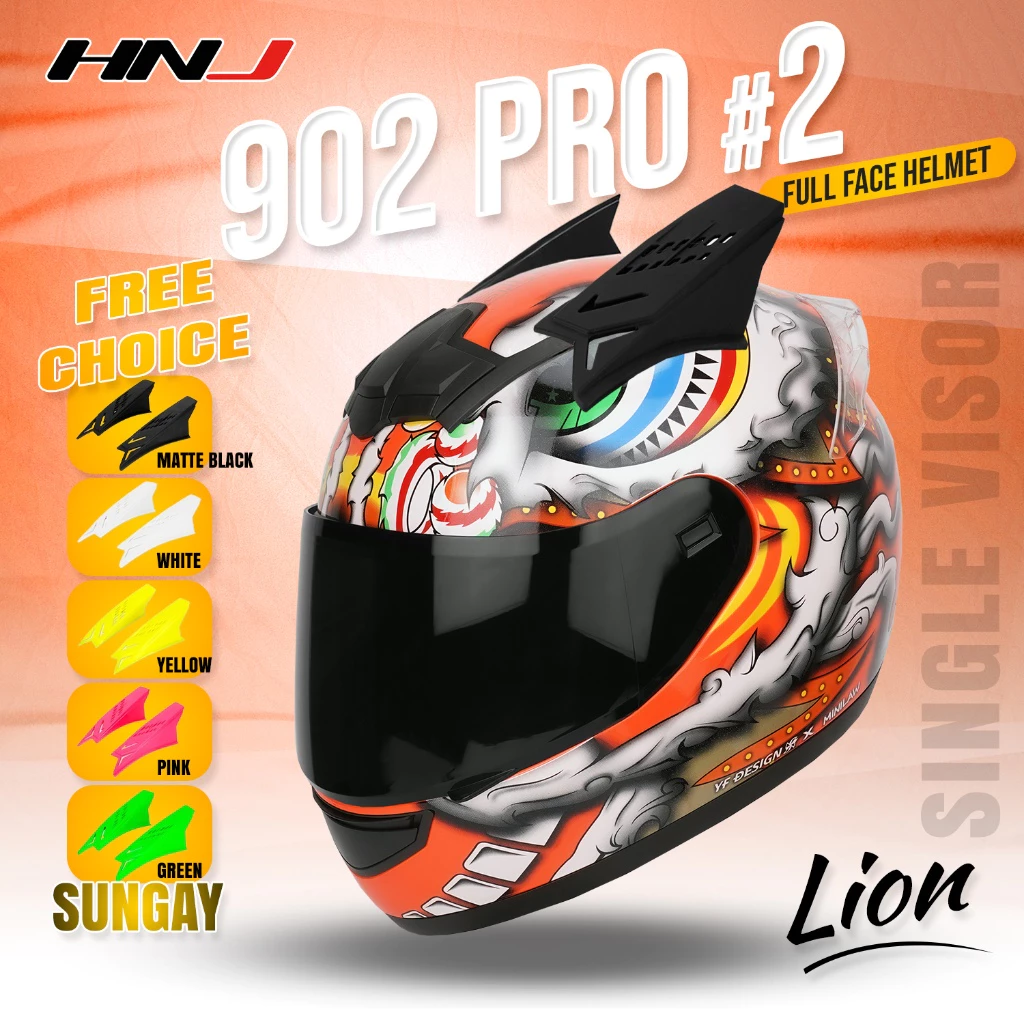 43% OFF HNJ 902 PRO Full Face Helmet for Motorcycle (Single Visor) Free Sungay