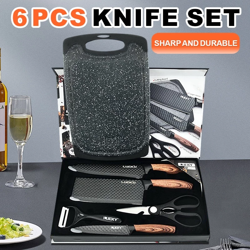 24% OFF Knife Set, 6 Piece Knife Set Nonstick Coated High Quality Kitchen Knife, Gift Pack