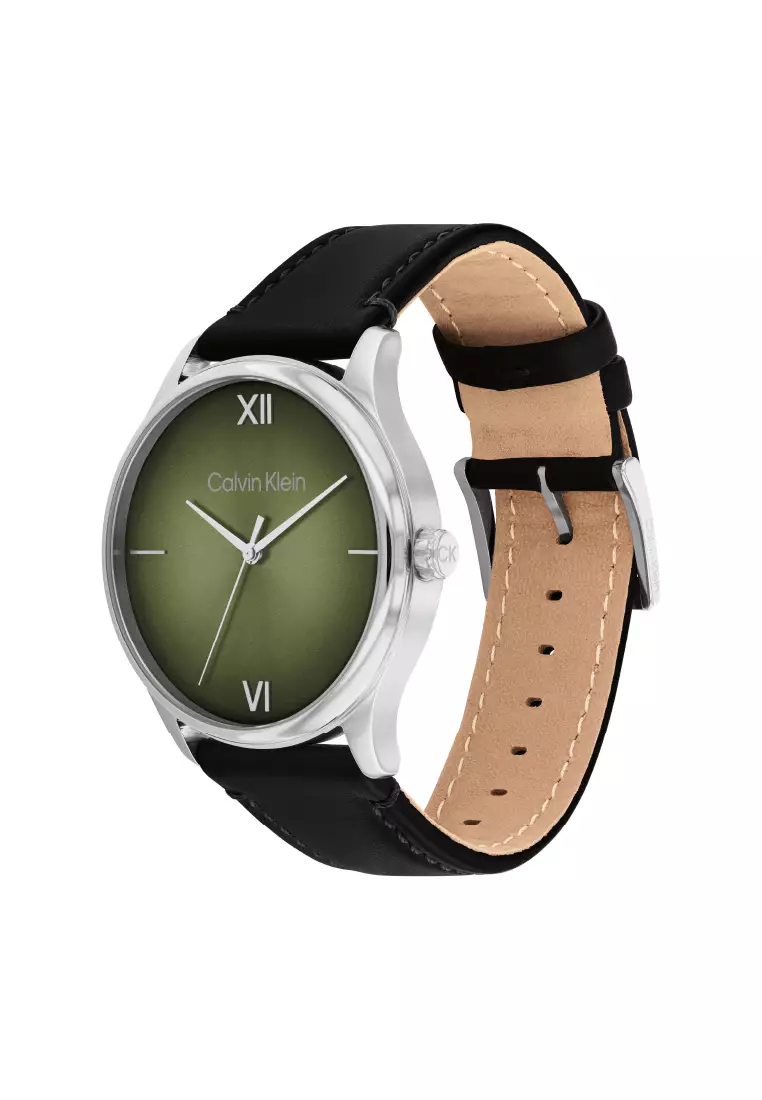 25% OFF Calvin Klein Ascend Black Leather Strap Analog Watch CK-25200454