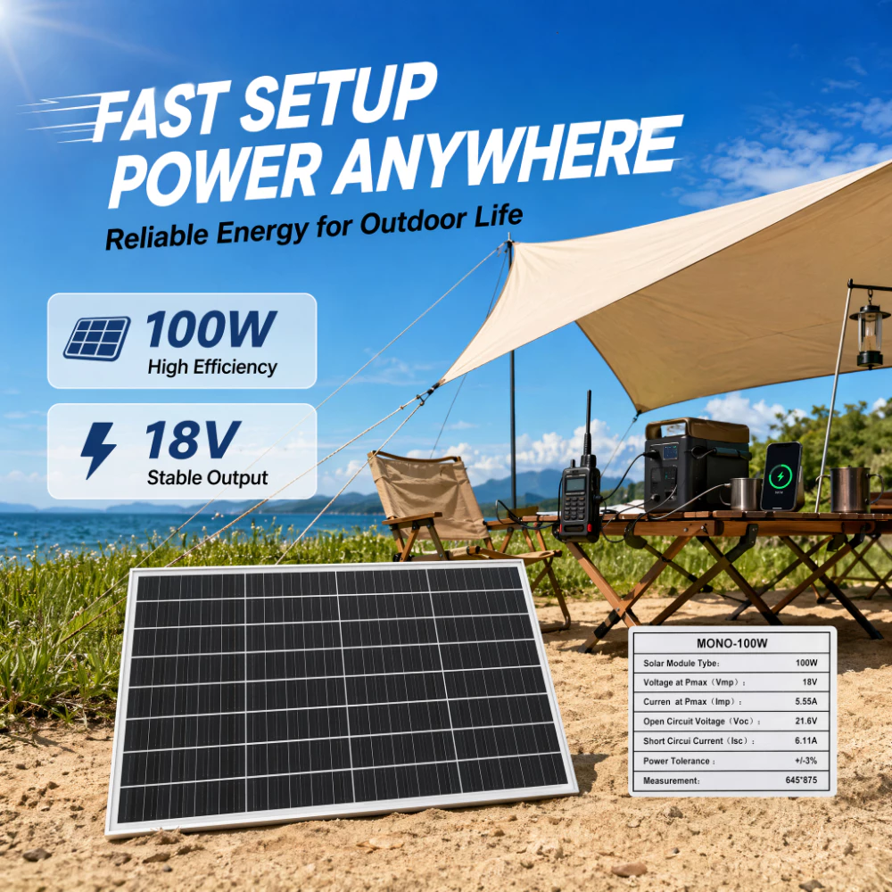 84% OFF【Glass Panel】PowMr 100W Monocrystalline Solar Panel 21.7V Stable Output IP67 Waterproof MC4 Connector Suitable for RV Camping