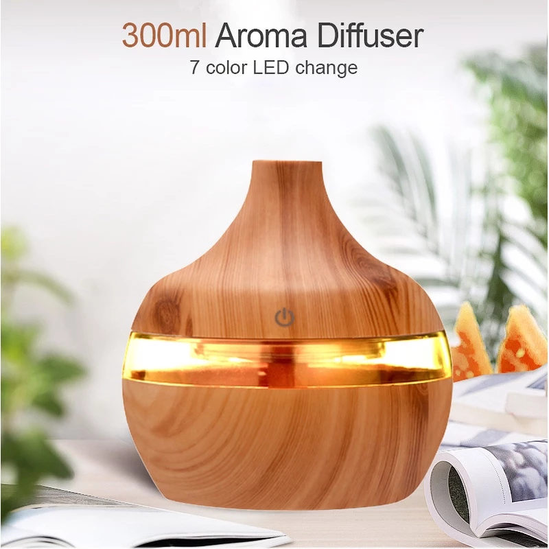 79% OFF Wood Grain Air Humidifier Humidifier with Essential Oil Aromatherapy For Home Office Aroma Diffuser