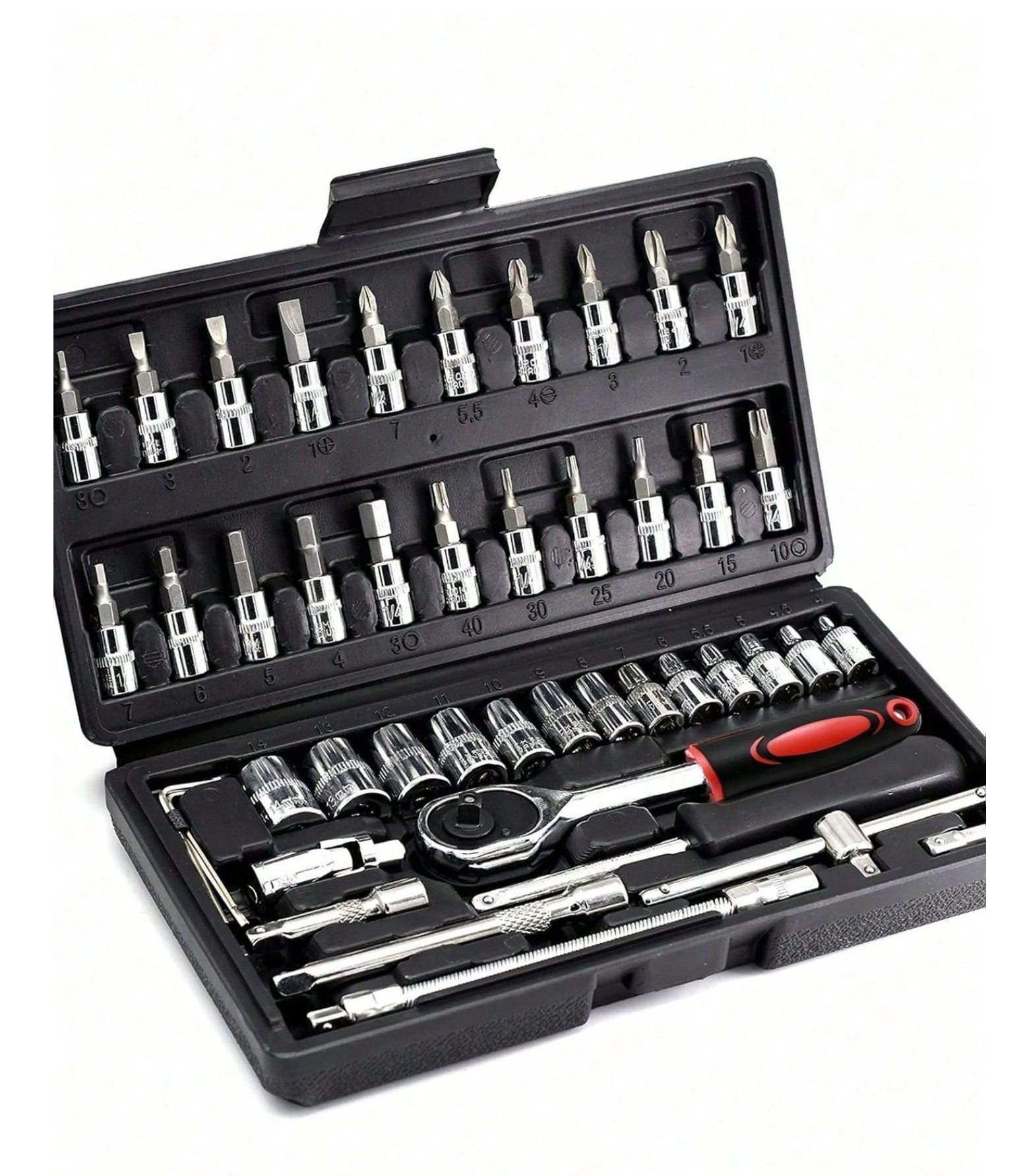 46pcs Integrated Solution, Multifunctional Repair Tool Kit Suitable For Outdoor Emergency Car Maintenance Toolbox, Applicable To Car, Bicycle And Motorcycle Repair, Also Includes A Multifunctional Combination Manual Tool Set Wrench Set, No Battery Require