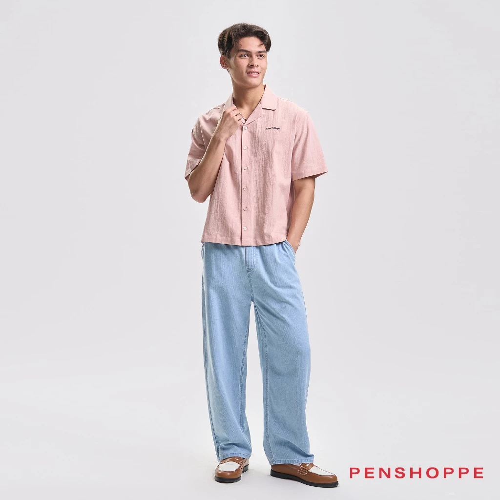 40% OFF Penshoppe Boxy Shirt with Embroidery For Men