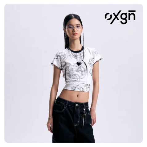50% OFF OXGN Dragon Ball Super All-Over Print Graphic Slim Cropped T-Shirt For Women (Off White)