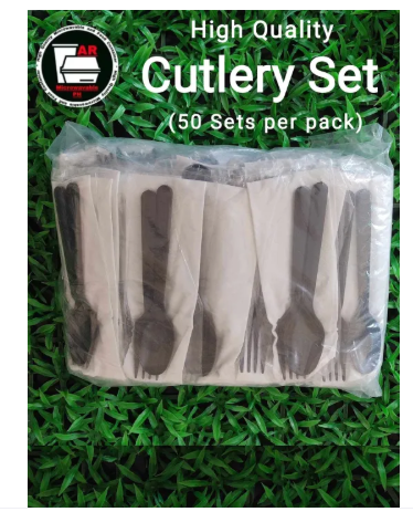 27% OFF (50 sets) Disposable Cutlery Set Spoon Fork Tissue Set Take out Food Packs Sealed Clear Spoon and Fork tissue